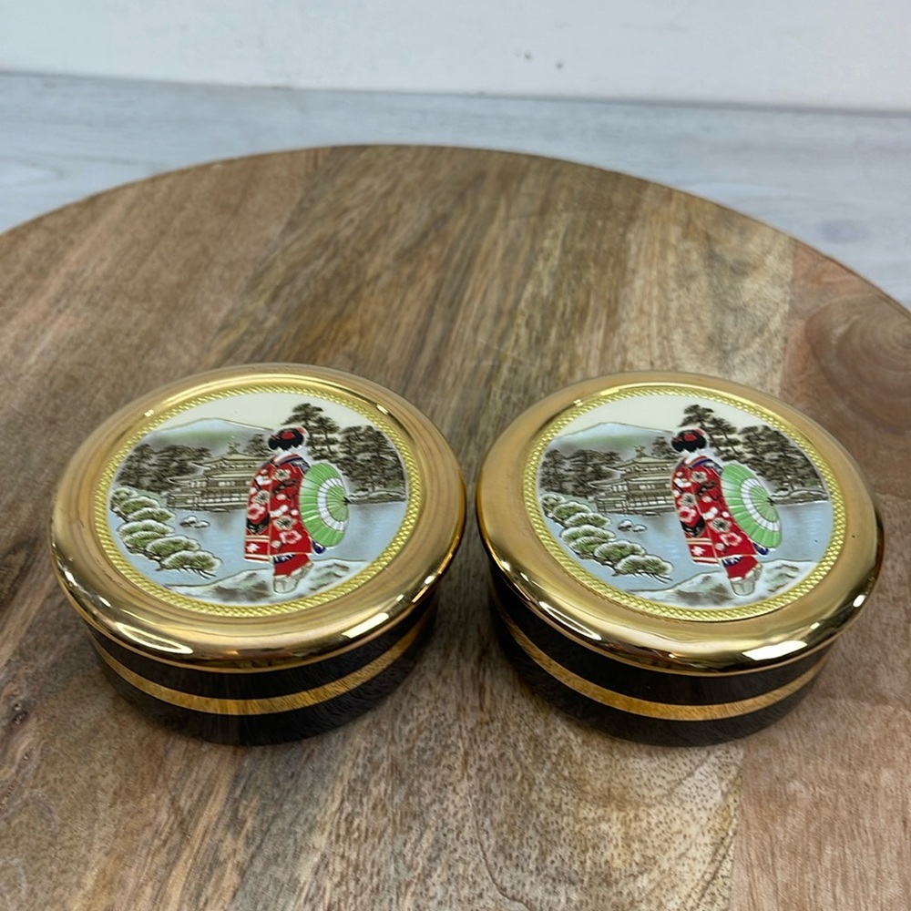Chokin Artpiece Trinket Dishes With Lids-Set of 2